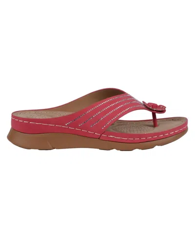 Gc Shoes Women's Amari Flower Thong Flat Sandals In Red