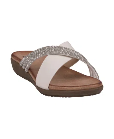 Gc Shoes Women's Iris Embellished Asymmetrical Flat Sandals In White