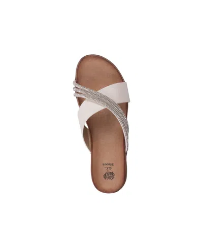 Gc Shoes Women's Iris Embellished Asymmetrical Flat Sandals In White