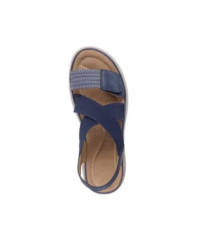 Gc Shoes Women's Ariel Elastic Comfort Flat Sandals In Navy