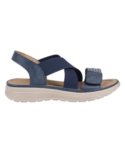 Gc Shoes Women's Ariel Elastic Comfort Flat Sandals In Navy