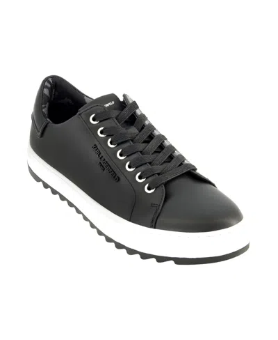 Karl Lagerfeld Leather Low Top Sneaker In Black