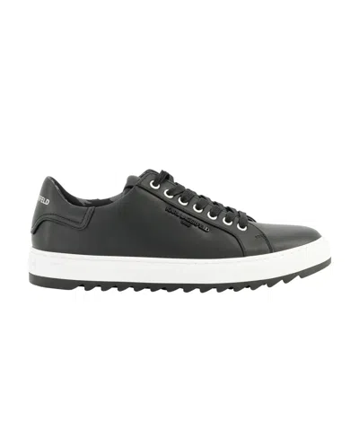 Karl Lagerfeld Leather Low Top Sneaker In Black