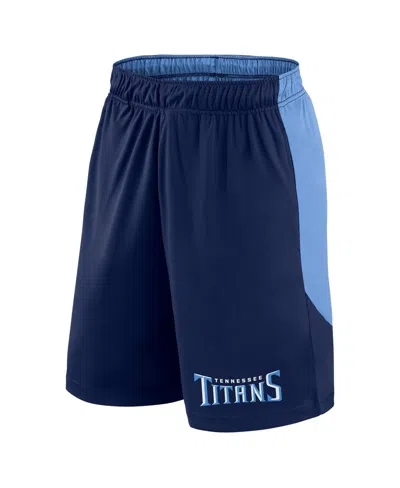Fanatics Men's Navy/light Blue Tennessee Titans Launch Shorts In Navy,light Blue
