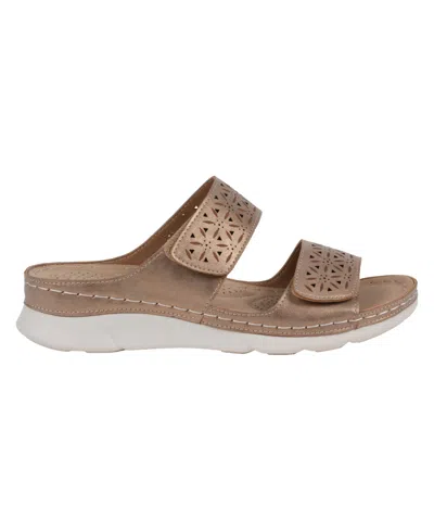 Gc Shoes Women's Verna Adjustable Double Strap Footbed Sandals In Bronze