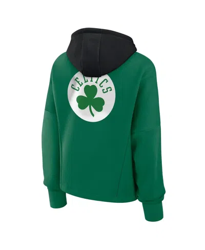 Fanatics Women'sâ Kelly Green Boston Celtics Post Up Boxy Pullover Hoodie In Kelly Green,black