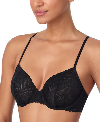 Dkny Women's Lace Deco Unlined Underwire Bra Dk7552 In Black