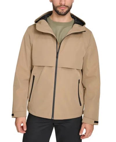 Dockers Mens Hooded Water Resistant Midweight Raincoat In Nude