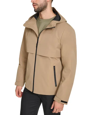 Dockers Mens Hooded Water Resistant Midweight Raincoat In Nude