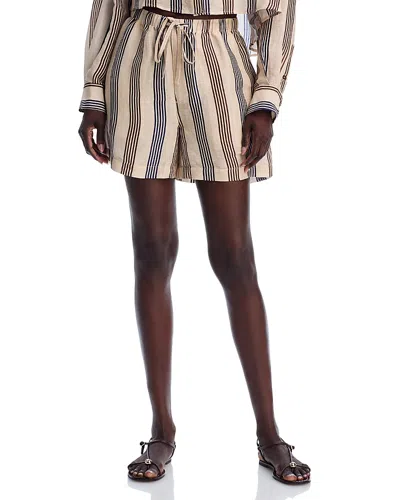 Rag & Bone Logan Linen Beach Shorts In Cream Stripe