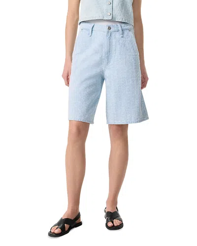 Rag & Bone Blue Tailored Mckenna Textured Denim Shorts In Sktwd