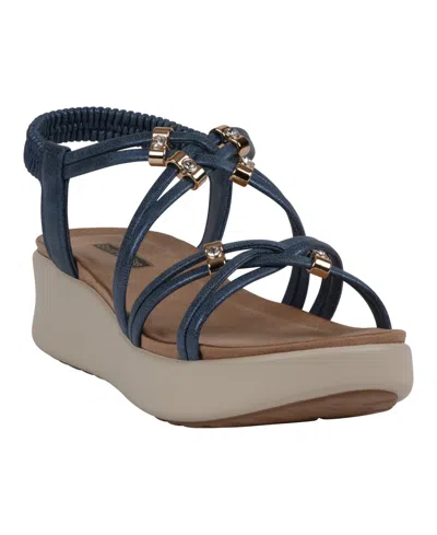 Gc Shoes Women's Fran Strappy Wedge Sandals In Navy