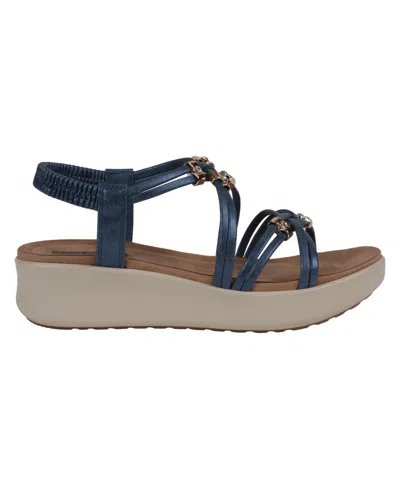 Gc Shoes Women's Fran Strappy Wedge Sandals In Navy