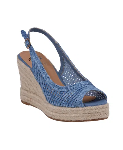 Gc Shoes Women's Amira Woven Espadrille Wedge Sandals In Blue