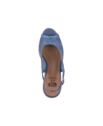 Gc Shoes Women's Amira Woven Espadrille Wedge Sandals In Blue