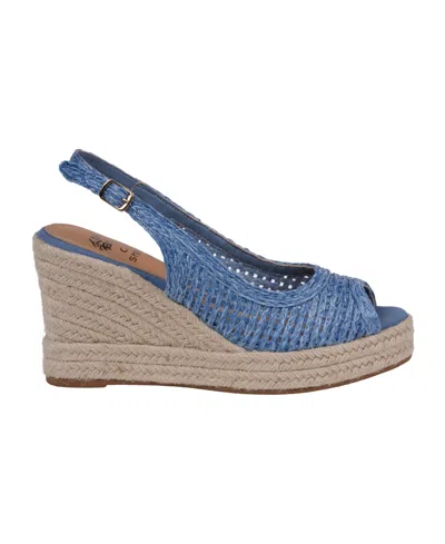 Gc Shoes Women's Amira Woven Espadrille Wedge Sandals In Blue