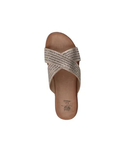 Gc Shoes Women's Sharlene Embellished Cross-strap Flat Sandals In Gold