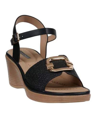 Gc Shoes Women's Fia Ankle Strap Wedge Sandals In Black