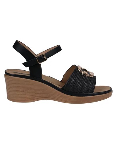 Gc Shoes Women's Fia Ankle Strap Wedge Sandals In Black
