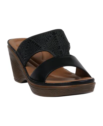 Gc Shoes Women's Everi Embellished Wedge Sandals In Black