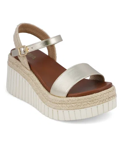 Mia Women's Yanis Round Toe Wedge Sandals In Gold