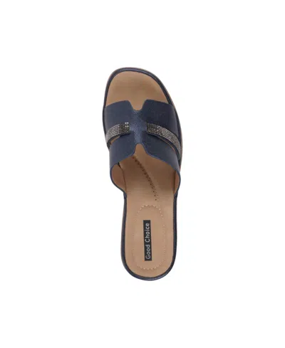 Gc Shoes Women's Frances Embellished Wedge Sandals In Navy