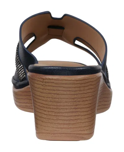 Gc Shoes Women's Frances Embellished Wedge Sandals In Navy