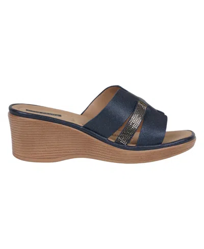 Gc Shoes Women's Frances Embellished Wedge Sandals In Navy