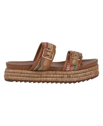 Gc Shoes Women's Lorena Woven Double Band Slide Platform Sandals In Multi