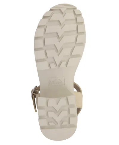 Mia Savy Sandals Women'ssand Leather Ankle Strap Lug Sole Block Heel Gal690 In Sand