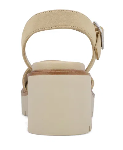 Mia Savy Sandals Women'ssand Leather Ankle Strap Lug Sole Block Heel Gal690 In Sand