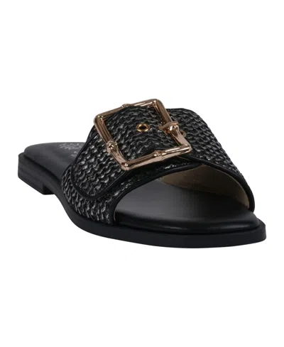 Gc Shoes Women's Indie Woven Buckle Flat Sandals In Black