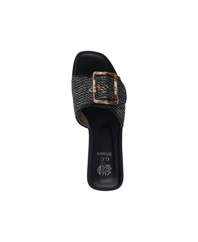 Gc Shoes Women's Indie Woven Buckle Flat Sandals In Black