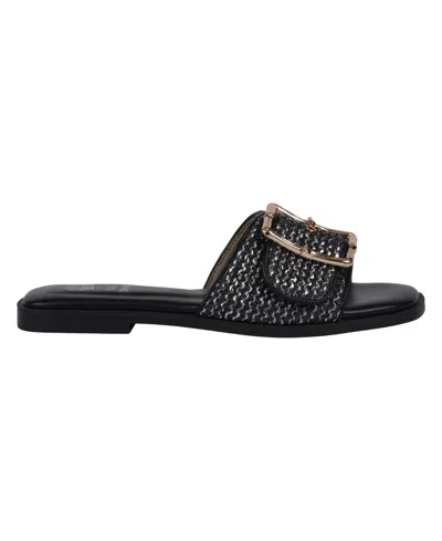 Gc Shoes Women's Indie Woven Buckle Flat Sandals In Black
