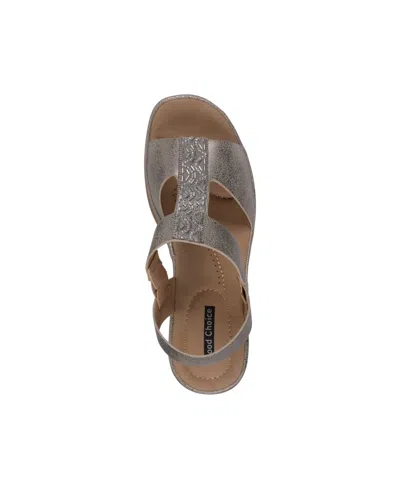 Gc Shoes Women's Elissa Embellished Wedge Sandals In Pewter