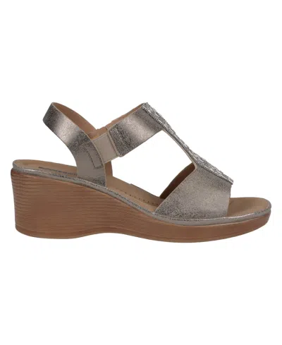 Gc Shoes Women's Elissa Embellished Wedge Sandals In Pewter