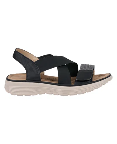 Gc Shoes Women's Ariel Elastic Comfort Flat Sandals In Black