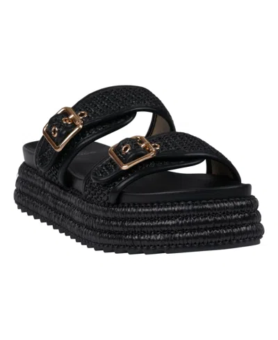 Gc Shoes Women's Lorena Woven Double Band Slide Platform Sandals In Black