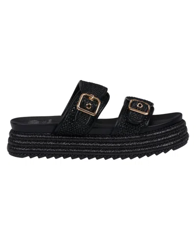 Gc Shoes Women's Lorena Woven Double Band Slide Platform Sandals In Black