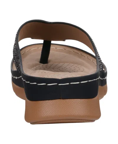 Gc Shoes Women's Amari Flower Thong Flat Sandals In Black