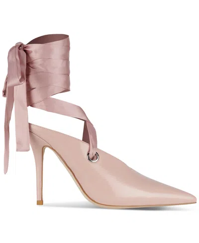 Jeffrey Campbell Grateau Sculpted High-heel Lace-up Mules In Pink