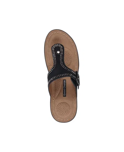 Gc Shoes Women's Alani Embellished Thong Wedge Sandals In Black