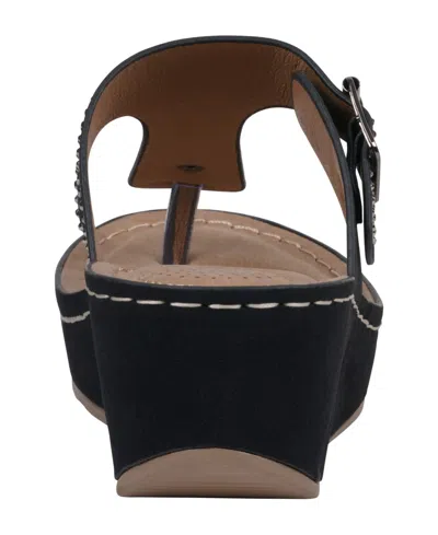 Gc Shoes Women's Alani Embellished Thong Wedge Sandals In Black