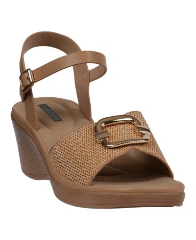 Gc Shoes Women's Fia Ankle Strap Wedge Sandals In Natural