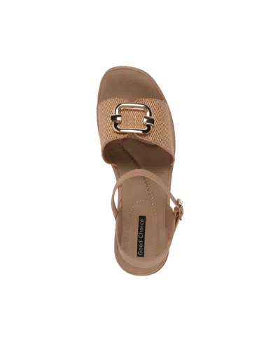 Gc Shoes Women's Fia Ankle Strap Wedge Sandals In Natural