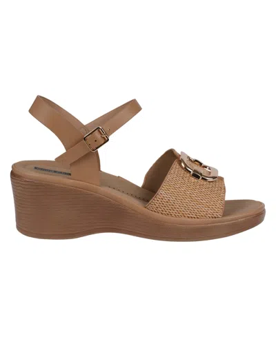 Gc Shoes Women's Fia Ankle Strap Wedge Sandals In Natural