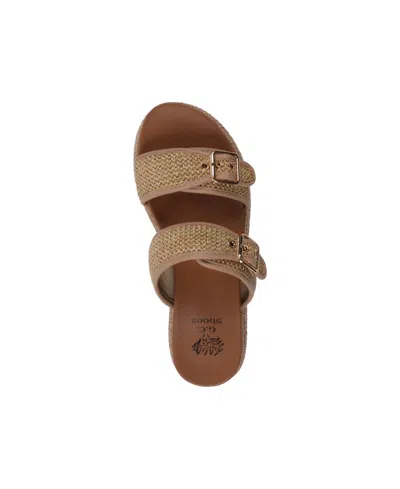 Gc Shoes Women's Lorena Woven Double Band Slide Platform Sandals In Natural