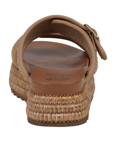 Gc Shoes Women's Lorena Woven Double Band Slide Platform Sandals In Natural