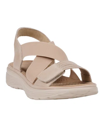 Gc Shoes Women's Ariel Elastic Comfort Flat Sandals In Nude