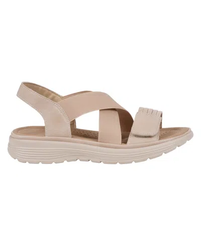 Gc Shoes Women's Ariel Elastic Comfort Flat Sandals In Nude